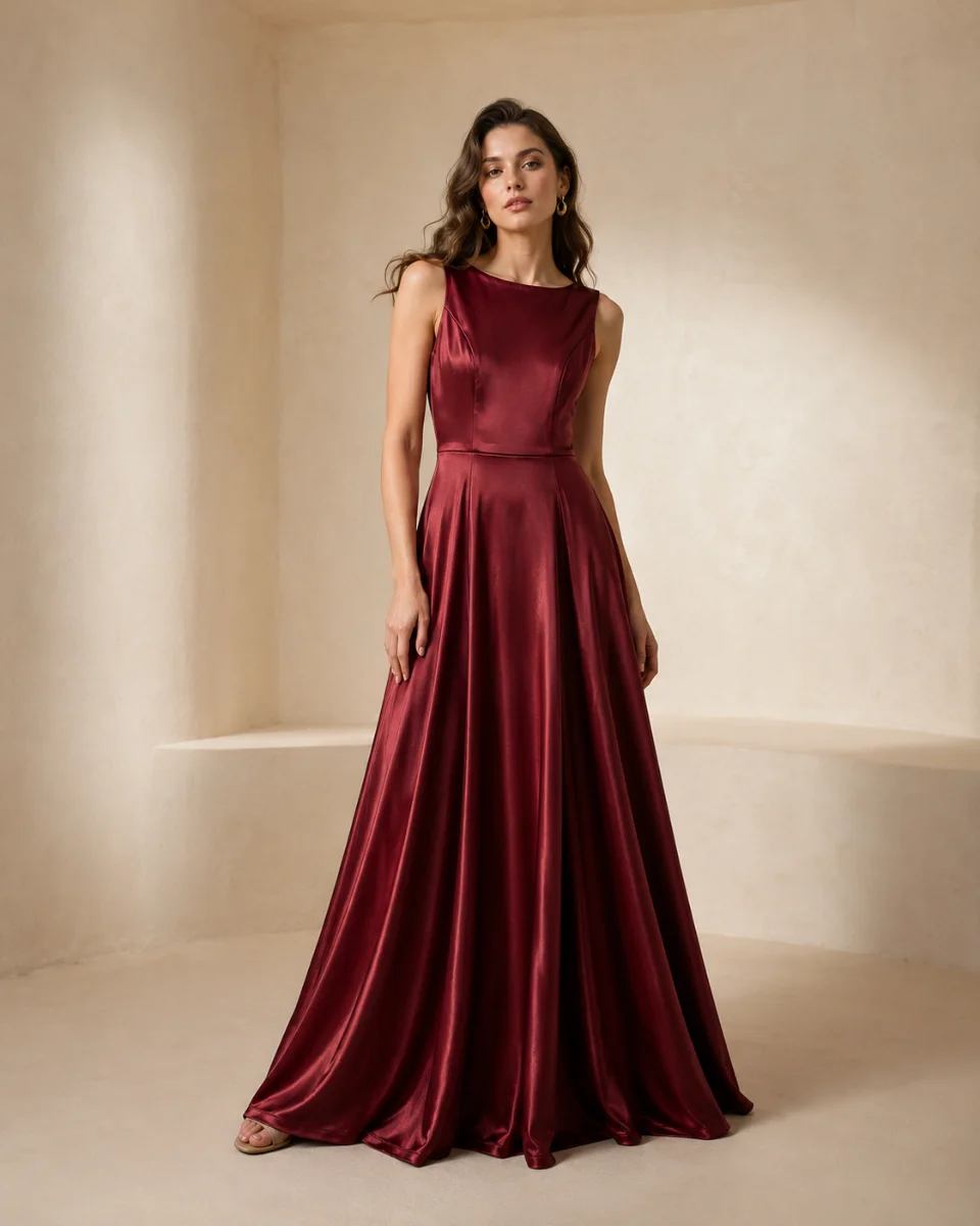 On-model shot of the dress worn by a model